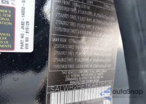 2019 Land Rover Range Rover Sport Supercharged Dynamic from USA, damaged, VIN SALWR2RE1KA815128